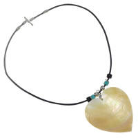 Shell Necklace, Yellow Shell, with rubber cord & Copper Coated Plastic & Plastic & Iron, Heart Approx 17 Inch 