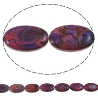 Abalone Shell Beads, Flat Oval, epoxy gel Approx 0.8mm Approx 15.5 Inch 