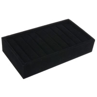 présentoir de bague en velours de coton, avec bois, rectangle, noire Vendu par PC