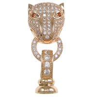 Brass Fold Over Clasp, Leopard, plated, micro pave cubic zirconia 31.5mm Approx 6mm 