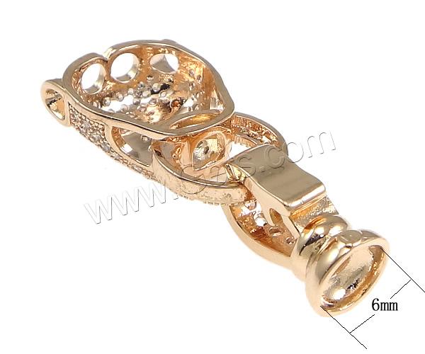 Brass Fold Over Clasp, Leopard, plated, micro pave cubic zirconia, more colors for choice, 13.5x22x7mm, 14.5x8.5x4mm, 31.5mm, Hole:Approx 6mm, Sold By Set