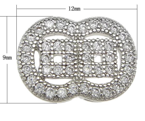 Cubic Zirconia Micro Pave Slide Charm, Brass, Calabash, plated, micro pave cubic zirconia, more colors for choice, nickel, lead & cadmium free, 12x9x3.5mm, Hole:Approx 4x1.5mm, Sold By PC