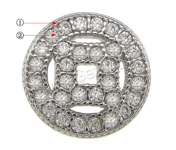 Cubic Zirconia Micro Pave Slide Charm, Brass, Flat Round, plated, micro pave cubic zirconia, more colors for choice, nickel, lead & cadmium free, 9x9x4mm, Hole:Approx 6x1.5mm, Sold By PC
