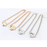 Zinc Alloy Necklace, with 2inch extender chain, Lip, plated, curb chain & with rhinestone, mixed colors, 40mm Approx 20.5 Inch 