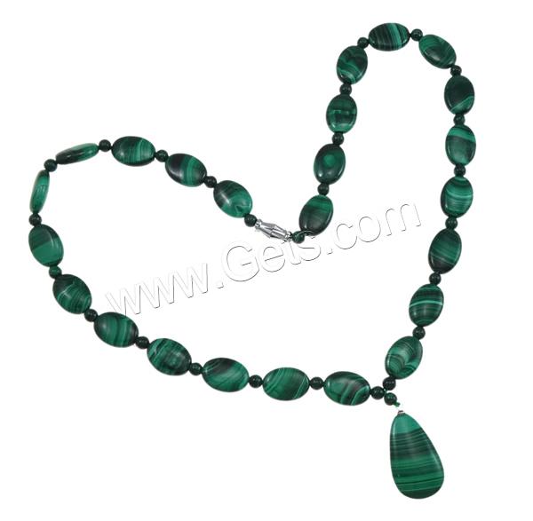 Malachit Perlen Halskette, Messing Schraubschließe, Tropfen, natürlich, unterschiedliche Länge der Wahl & Kundenindividuell, 10x4x5mm, 15x28x5mm, verkauft von Strang