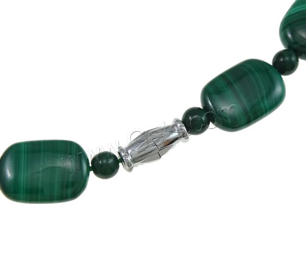 Malachit Perlen Halskette, Messing Schraubschließe, Kreisring, natürlich, unterschiedliche Länge der Wahl & Kundenindividuell & mit Strass, 10x14mm, 20x27x5mm, verkauft von Strang