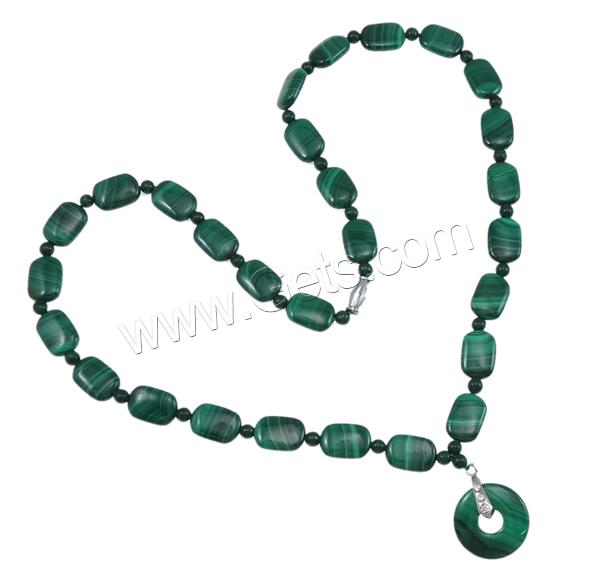 Malachite Beads Necklace, brass screw clasp, Donut, natural, different length for choice & Customized & with rhinestone, 10x14mm, 20x27x5mm, Sold By Strand