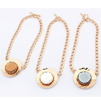 Fashion Statement Necklace, Zinc Alloy, with Crystal, with 2inch extender chain, Hat, gold color plated, curb chain, mixed colors, lead & cadmium free, 53mm Approx 15.7 Inch 