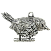 Zinc Alloy Animal Pendants, Bird, plated, Customized & with rhinestone & hollow nickel, lead & cadmium free Approx 3mm 