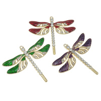 Zinc Alloy Animal Pendants, Dragonfly, plated, Customized & enamel & with rhinestone nickel, lead & cadmium free Approx 1.5mm 