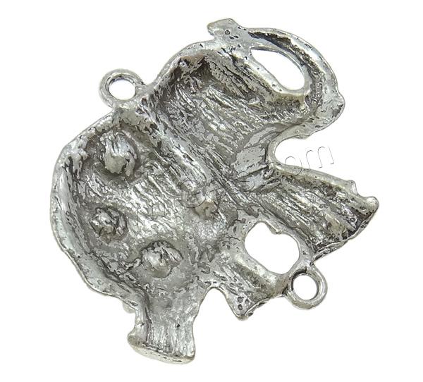 Tier Zinklegierung Schmuckverbinder, Elephant, plattiert, Kundenindividuell & mit Strass & 1/1-Schleife, keine, frei von Nickel, Blei & Kadmium, 50x42x6.5mm, Bohrung:ca. 3mm, verkauft von PC