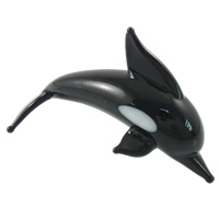 Lampwork-Dekoration, Lampwork, Dolphin, handgemacht, schwarz, 47x26x18mm, verkauft von PC