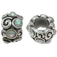 Rhinestone Zinc Alloy European Beads, Drum, plated, Customized & without troll & with rhinestone nickel, lead & cadmium free Approx 5.5mm 