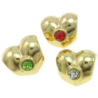 Rhinestone Zinc Alloy European Beads, Heart, plated, Customized & without troll & with rhinestone nickel, lead & cadmium free Approx 4.5mm 