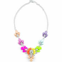 Fashion Statement Necklace, Zinc Alloy, with Resin, with 1.5Inch extender chain, Flower, plated, twist oval chain & with rhinestone nickel, lead & cadmium free Approx 20 Inch 