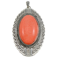 Resin Zinc Alloy Pendants, with Resin, Flat Oval, plated nickel, lead & cadmium free Approx 