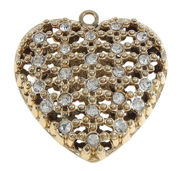 Pendentifs coeur en alliage de zinc, Placage, Personnalisé & avec strass & creux, plus de couleurs à choisir, protéger l'environnement, sans nickel, plomb et cadmium, 54x51x21mm, Trou:Environ 4mm, Vendu par PC