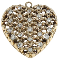 Zinc Alloy Heart Pendants, plated, Customized & with rhinestone & hollow nickel, lead & cadmium free Approx 4mm 
