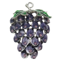 Zinc Alloy Fruit Shape Pendants, Grape, plated, Customized & enamel & with rhinestone nickel, lead & cadmium free Approx 4mm 