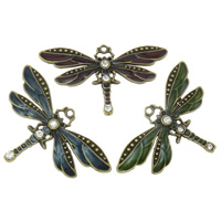 Zinc Alloy Animal Pendants, Dragonfly, plated, Customized & enamel & with rhinestone nickel, lead & cadmium free Approx 2.5mm 