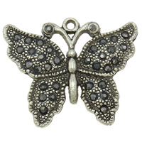 Zinc Alloy Animal Pendants, Butterfly, plated, Customized & with rhinestone nickel, lead & cadmium free Approx 2mm 