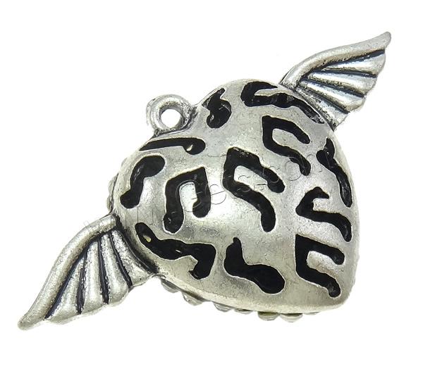 Zinc Alloy Heart Pendants, Winged Heart, plated, Customized & with rhinestone & hollow, more colors for choice, nickel, lead & cadmium free, 59x33x13mm, Hole:Approx 2.5mm, Sold By PC