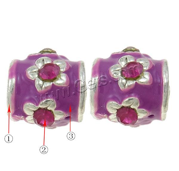 Enamel Zinc Alloy European Beads, Drum, plated, Customized & without troll & with rhinestone, more colors for choice, nickel, lead & cadmium free, 9x9mm, Hole:Approx 5mm, Sold By PC