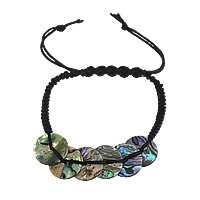 Abalone Shell Woven Ball Bracelets, with Nylon Cord, adjustable, 3mm Approx 10 Inch 