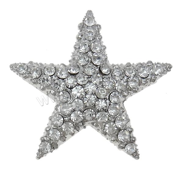 Zinc Alloy Star Pendant, plated, Customized & with rhinestone, more colors for choice, nickel, lead & cadmium free, 52x7.5mm, Hole:Approx 11x6.5mm, Sold By PC