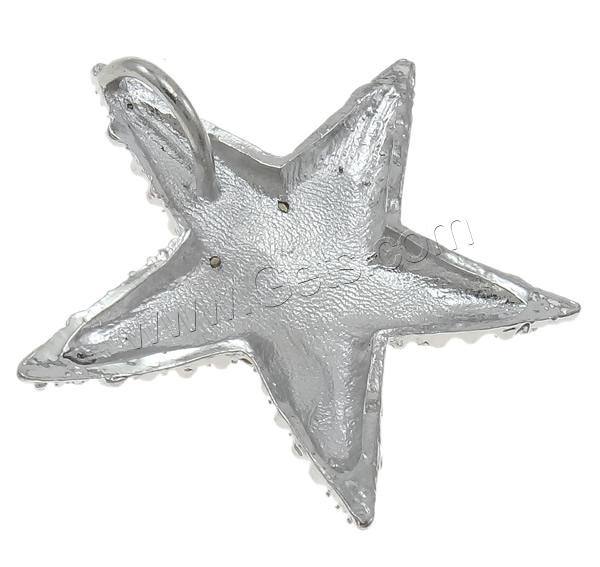 Zinc Alloy Star Pendant, plated, Customized & with rhinestone, more colors for choice, nickel, lead & cadmium free, 52x7.5mm, Hole:Approx 11x6.5mm, Sold By PC
