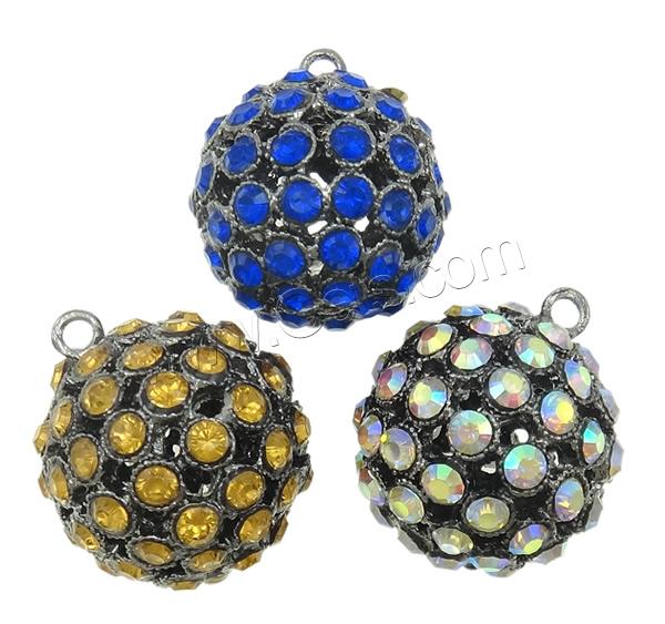 Zinc Alloy Rhinestone Pendants, Round, plated, Customized & with rhinestone & hollow, more colors for choice, nickel, lead & cadmium free, 32x35mm, Hole:Approx 3mm, Sold By PC