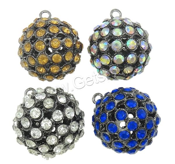 Zinc Alloy Rhinestone Pendants, Round, plated, Customized & with rhinestone & hollow, more colors for choice, nickel, lead & cadmium free, 32x35mm, Hole:Approx 3mm, Sold By PC