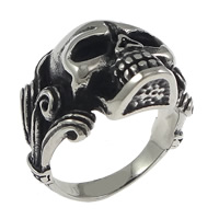 Men Stainless Steel Ring in Bulk, Skull, blacken, 20mm, US Ring 