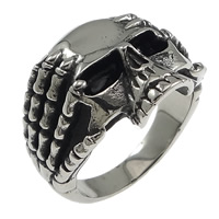 Men Stainless Steel Ring in Bulk, Skull, blacken, original color, 22mm, US Ring 