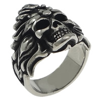 Men Stainless Steel Ring in Bulk, Skull, blacken, 21mm, US Ring 