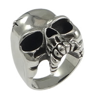Men Stainless Steel Ring in Bulk, Skull, blacken, original color, 30mm, US Ring 