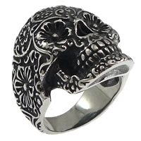 Men Stainless Steel Ring in Bulk, Skull, blacken, 29mm, US Ring 