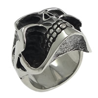 Men Stainless Steel Ring in Bulk, Skull, blacken, original color, 25mm, US Ring 