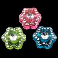 Perles acryliques d'accent argent, Acrylique, fleur, argent accentué, couleurs mélangées Environ 1mm, Environ Vendu par sac