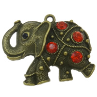 Zinc Alloy Animal Pendants, Elephant, plated, Customized & with rhinestone nickel, lead & cadmium free Approx 3mm 