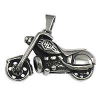 Stainless Steel Vehicle Pendant, Motorcycle, blacken, original color Approx 