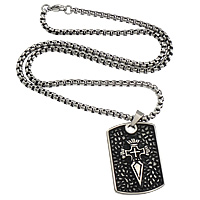 Stainless Steel Jewelry Necklace, Rectangle, box chain & blacken 4mm Approx 22 Inch 