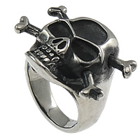 Men Stainless Steel Ring in Bulk, Skull, blacken, 25mm, US Ring 