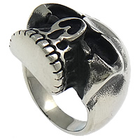 Men Stainless Steel Ring in Bulk, Skull, blacken, 26mm, US Ring 