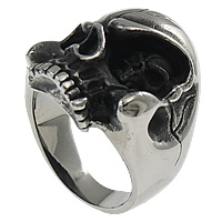 Men Stainless Steel Ring in Bulk, Skull, blacken, 24mm, US Ring 