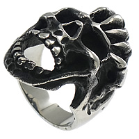 Men Stainless Steel Ring in Bulk, Skull, hollow & blacken, 32mm, US Ring 