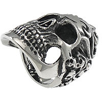 Men Stainless Steel Ring in Bulk, Skull, hollow & blacken, 52mm, US Ring 