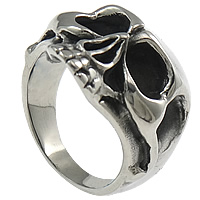 Men Stainless Steel Ring in Bulk, Skull, blacken, 23mm, US Ring 