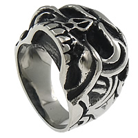 Men Stainless Steel Ring in Bulk, Skull, blacken, 22mm, US Ring 