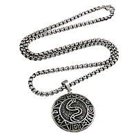 Stainless Steel Jewelry Necklace, Flat Round, box chain & blacken 4mm Approx 23.5 Inch 